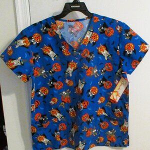 Halloween Scrub Top Dog  Pumpkin Love what You Wear Unisex LRG